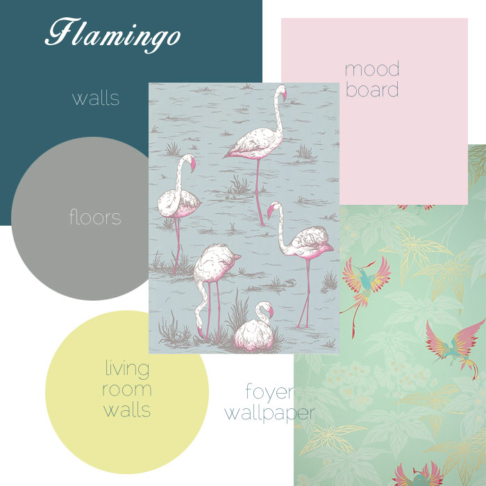 Homeoffice moodboard - Flamingos
