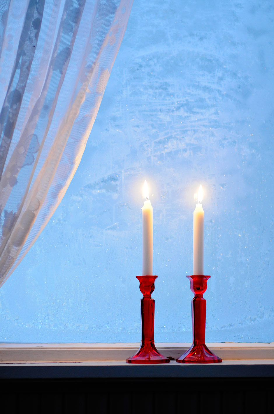 Candle light in winter night