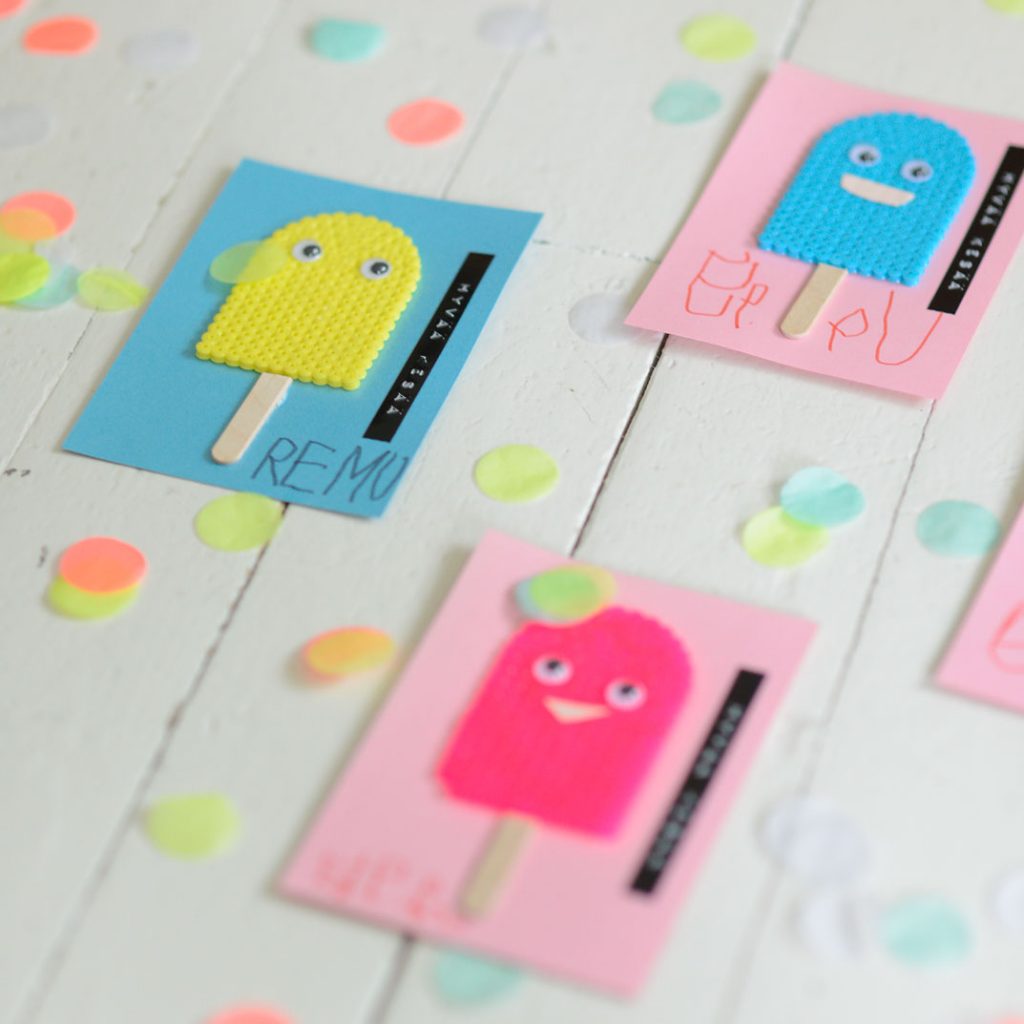 Fun DIY Hama Bead Popsicle Greeting Cards